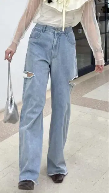 (새상품) 허리밴딩 데님 팬츠