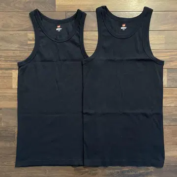 Hanes 헤인즈 Beefy 비피 탱크탑 블랙 2장 세트