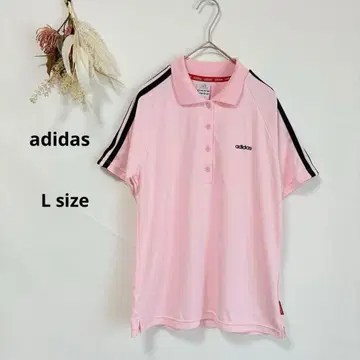 아디다스 adidas 폴로 셔츠 반팔 핑크 L 일본제 스포츠 웨어