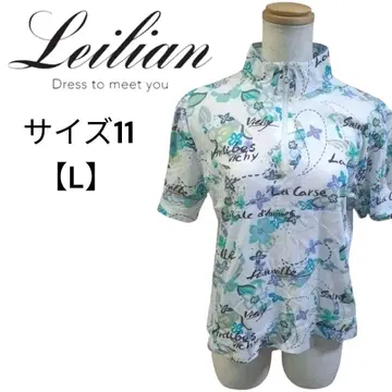 레리안 올 패턴 반팔 블라우스 셔츠 Leilian 지퍼 비쥬 사이즈 L