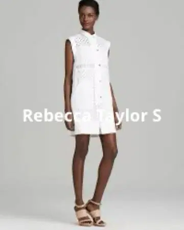 Rebecca Taylor 자수 화이트 슬리브리스 원피스