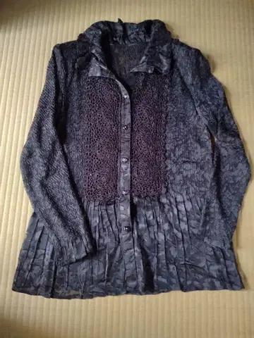 레이스 긴팔 셔츠 블랙