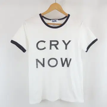 00s GDC CRY NOW 영문 프린트 링거 티셔츠 S 화이트