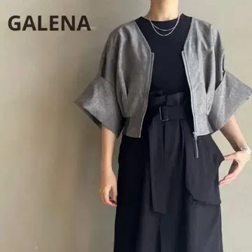 GALENA 갈레나 하프 슬리브 숏 기장 블루종 그레이 집업