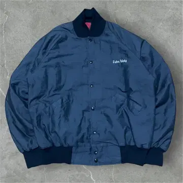 USA제 패딩 자켓 2XL 블랙 퀼팅 백 프린트 블루종 숏기장
