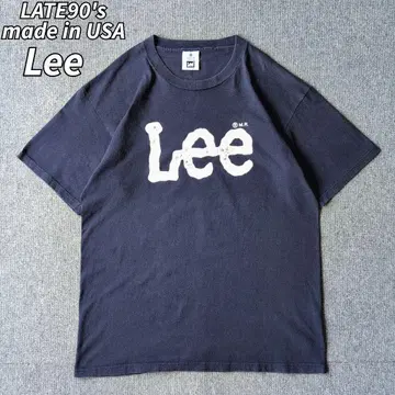 USA제 90s Lee 로고 티셔츠 네이비 프린트 반팔 올드