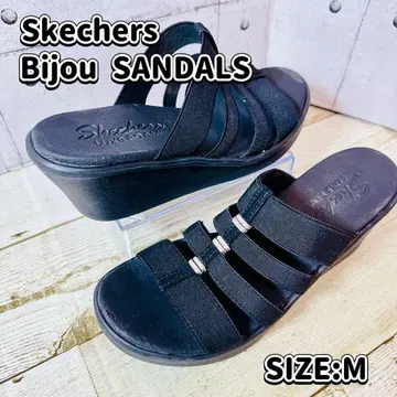 새상품급 스케쳐스 웨지솔 비쥬 샌들 23cm 상당 블랙