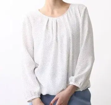 848 택 포함 INDIVI 인디비 도트 프린트 블라우스 38 세탁 가능
