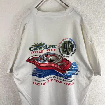 USA제 90s 크라운 라인 싱글 스티치 티셔츠 화이트 티셔츠