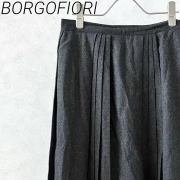 BORGOFIORI 롱 스커트 플리츠 100% 모직 안감 부착 이탈리아제