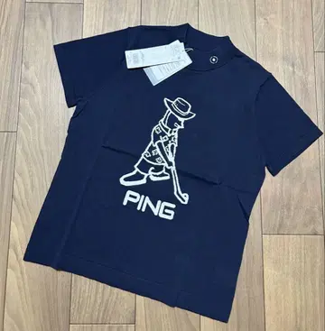 핑 골프 반팔 스웨터 Mr.PING 패턴 니트 하이넥 셔츠 네이비 S