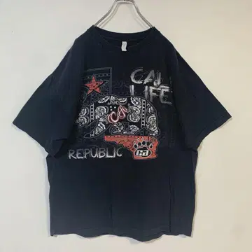 Cal Life 그래픽 티셔츠 반다나 패턴 베어 프린트