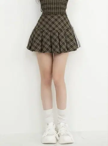 다리치 darich 리메이크 체크 베어 탑 미니 스커트 BLK