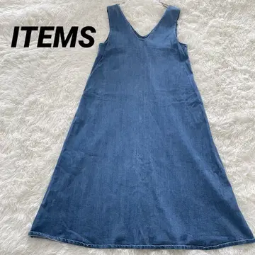 ITEMS 어반 리서치 데님 오버롤 스커트 F 플레어 V넥