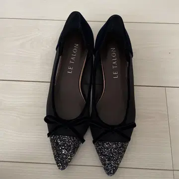 LE TALON 네이비 글리터 튤 플랫 펌프스 24.0cm