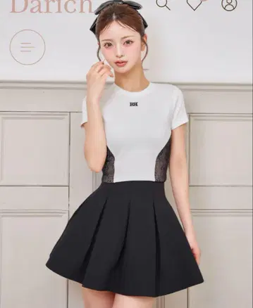 Darich DD 로고 사이드 레이스 티셔츠