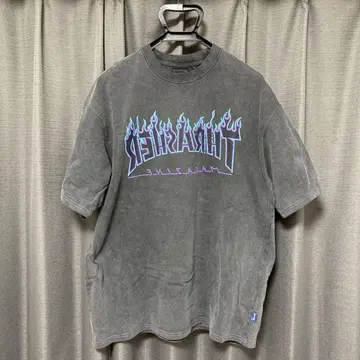 Thrasher 빈티지 가공 파이어 패턴 T