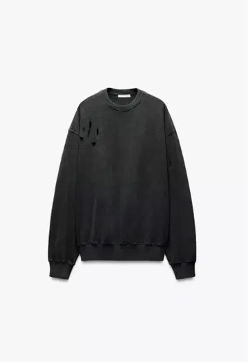 ZARA 데미지 가공 오버 맨투맨 다크 그레이 새상품