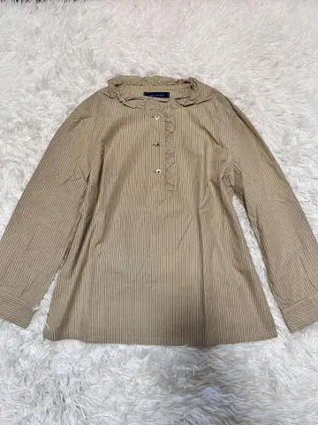 스픽 앤 스팬 프릴 코튼 셔츠 스트라이프