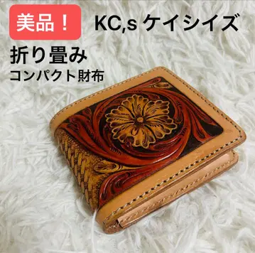 새상품급! KC,s 케이지즈 두겹 지갑 가죽 손염색 컴팩트