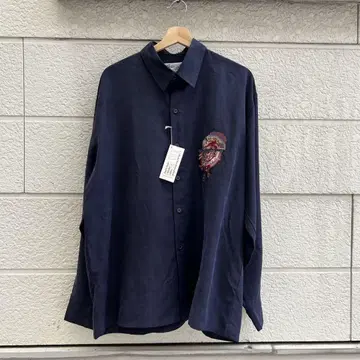 USED USA 구제 의류 구치 실크 셔츠 자수 디자인 L 빈티지