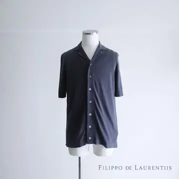 이탈리아제 FILIPPO DE LAURENTIIS 오픈 카라 니트 셔츠