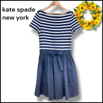 katespade NewYork 원피스 반팔 무릎 기장 보더 XS