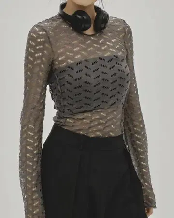 TODAYFUL Jacquard Long T-shirts 그레이