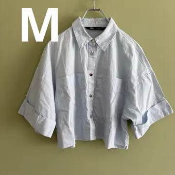 ZARA 라이트 블루 숏 슬리브 셔츠 7부