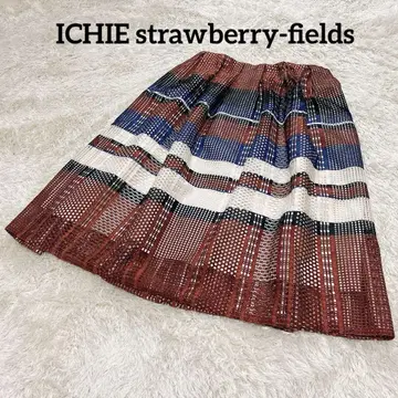 플레어 스커트 빨강 파랑 보더