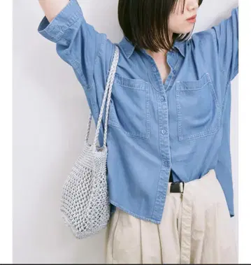 SM2 블루 사만사 모스모스 블루 쿨 데님 박스 셔츠