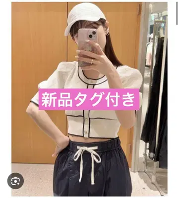 스나이델 택 포함 새상품 퍼프 슬리브 크롭 가디건
