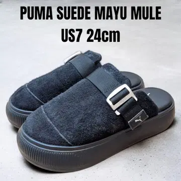 거의 미사용 PUMA 푸마 스웨이드 마유 뮬 24cm 블랙