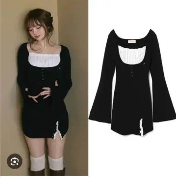 앤드메리 포피 레이스 미니 드레스 블랙