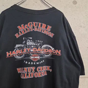 HARLEY-DAVIDSON/USED 프린트 티셔츠/ 로고/바이크