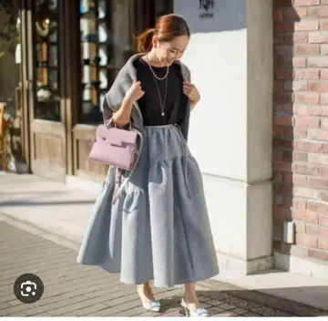 Bluelea 블루리아 그레이 자카드 스커트