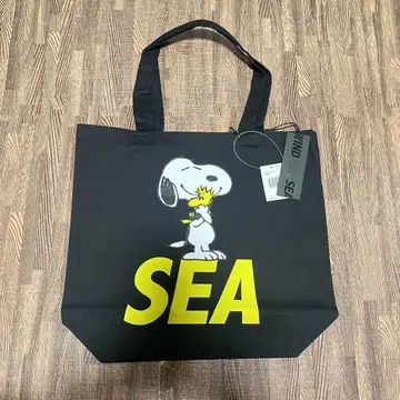 새상품 WIND AND SEA PEANUTS 스누피 에코백 블랙