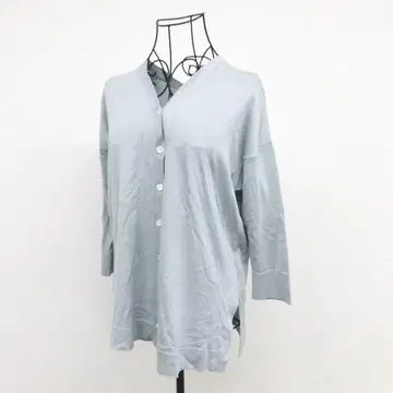 언타이틀 가디건 M 민트 그린 겉옷 코튼 실크 혼방 7부 소매