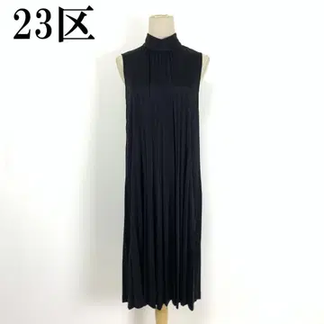 LA7383 23구 플리츠 슬리브리스 원피스 블랙 폴리에스테르 L