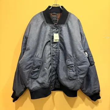 미사용 새상품 ZARA 봄버 자켓 MA-1 네이비 L 유즈드 가공