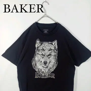 BAKER 늑대 애니멀 프린트 티셔츠 블랙 M