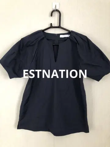 ESTNATION 네이비 풀오버 반팔 셔츠