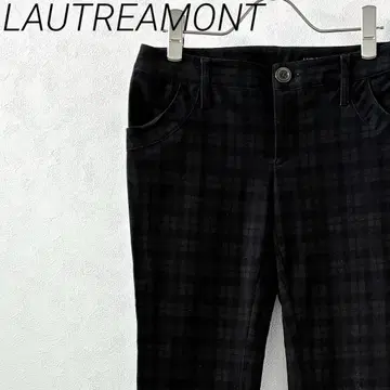 LAUTREAMONT 코듀로이 팬츠 체크 무늬 포켓 부착 로우라이즈