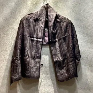 ETRO 에트로 페이즐리 무늬 프린지 스톨 숄 스카프 블랙
