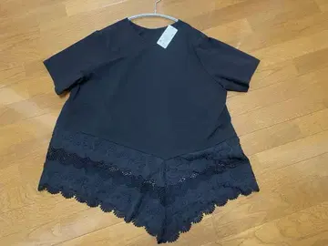 아즈노아즈오라카 레이스 티셔츠 블랙