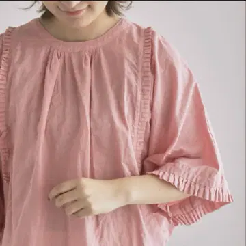 면 린넨 일본 제품 염색 전후 2WAY 플리츠 블라우스