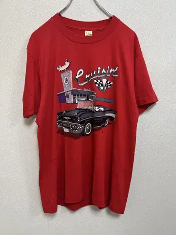80s burgers shakes 티셔츠 L 빨간색