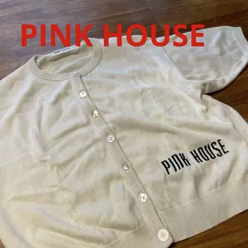 PINK HOUSE 버튼이 달린 가디건 반팔 크림