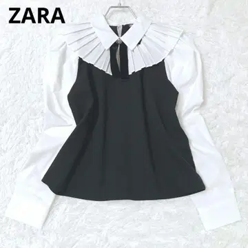 자라 블라우스 라운드 옷깃 플리츠 빅 칼라 비쥬 이소재 오토나 여자