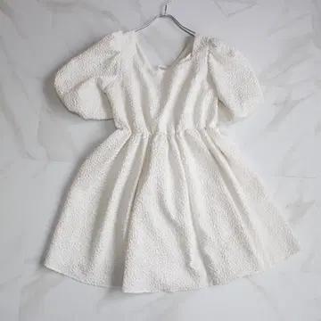 sister jane 백 리본 개더 원피스 M 올 패턴 화이트